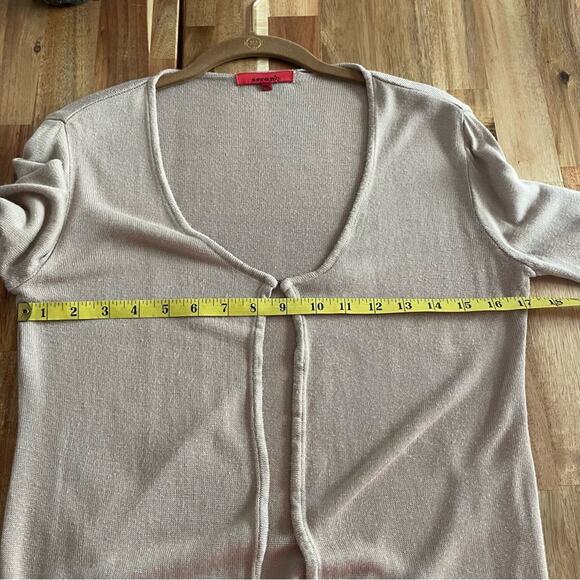 Long Sweater Jacket Flowy Neutral Tan - Picture 6 of 7